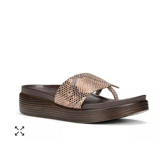 DONALD PLINER - L Sz 6 “FiFi” Sandal Python Print Leather Low Wedge. NEW IN BOX! - Picture 3 of 14
